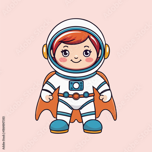 This friendly smiling cartoon spaceman character is offering enthusiastic congratulations for a successful space flight journey.