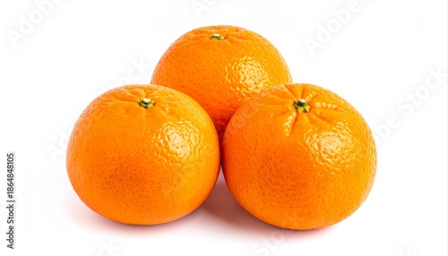 Three ripe oranges isolated on white background fresh citrus fruit