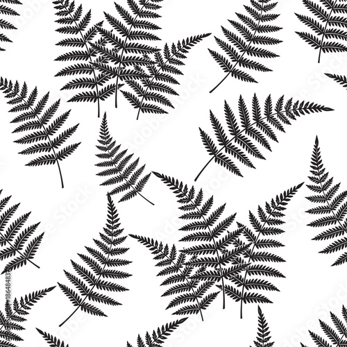 Seamless pattern with hand drawn tropical fern leaves