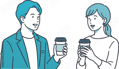 カフェブレイクで談笑するビジネスパーソン