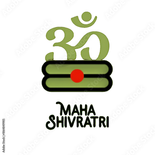 Maha shivaratri minimal om and shivling symbol with sacred red bindu on dark background creating spiritual devotion design for religious greeting and worship concept