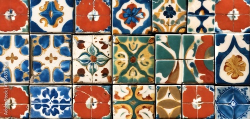 Old tiles. Glaze. Generative AI