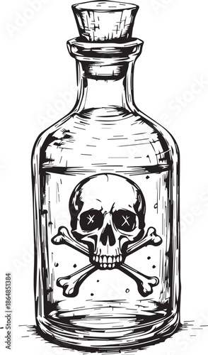 Poison bottle with skull and crossbones illustrationPrint