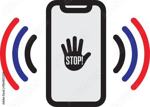 Smartphone with Stop Signal Vector and Privacy Security Icon