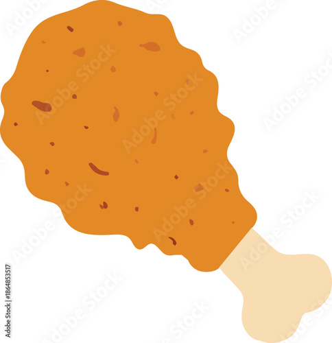Golden Fried Chicken Drumstick Vector and Fast Food Menu Icon