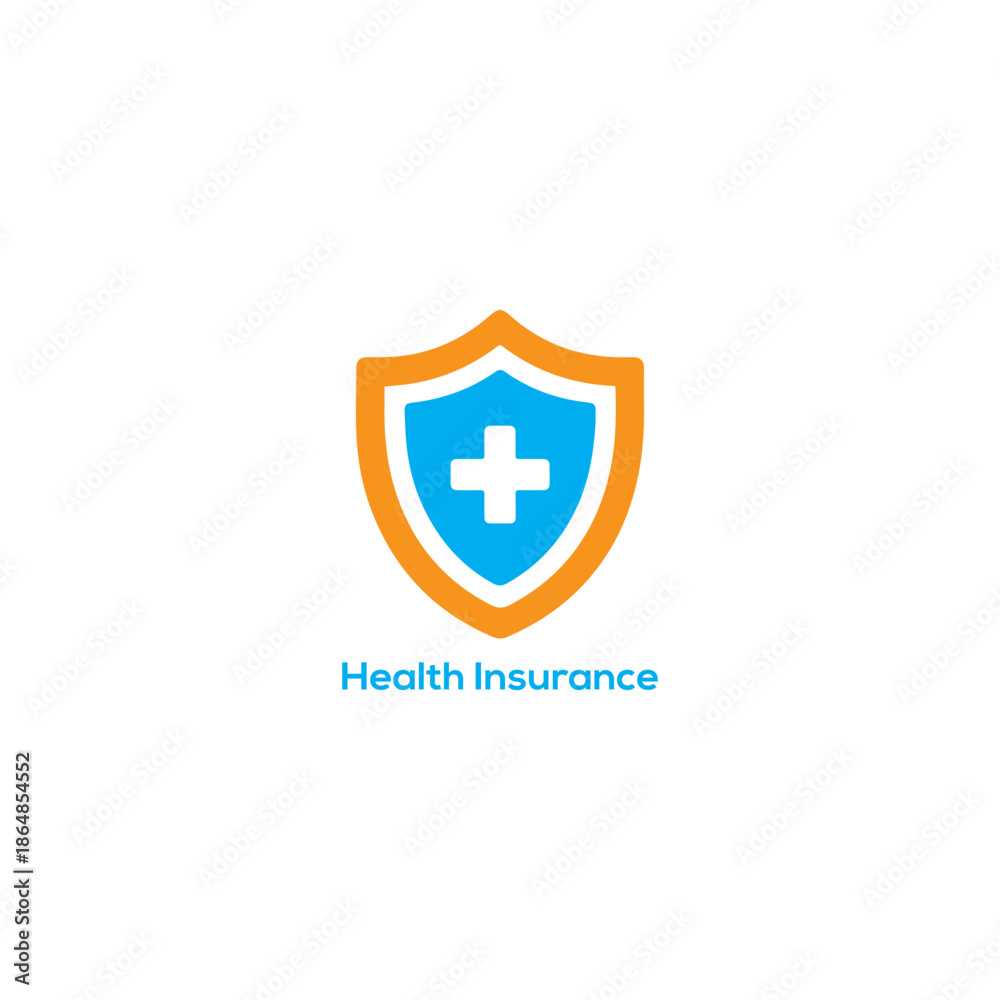 Obraz premium Health insurance shield icon with medical cross symbol for policy coverage, healthcare protection, medical safety, secure treatment concept design