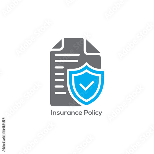 Insurance policy document with shield check icon for secure coverage, risk protection, legal agreement, financial safety vector illustration concept

