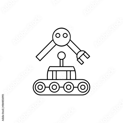 living robot line art vector illustration on transparent background