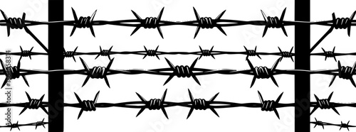 Barbed Wire Fence Security Vector Illustration