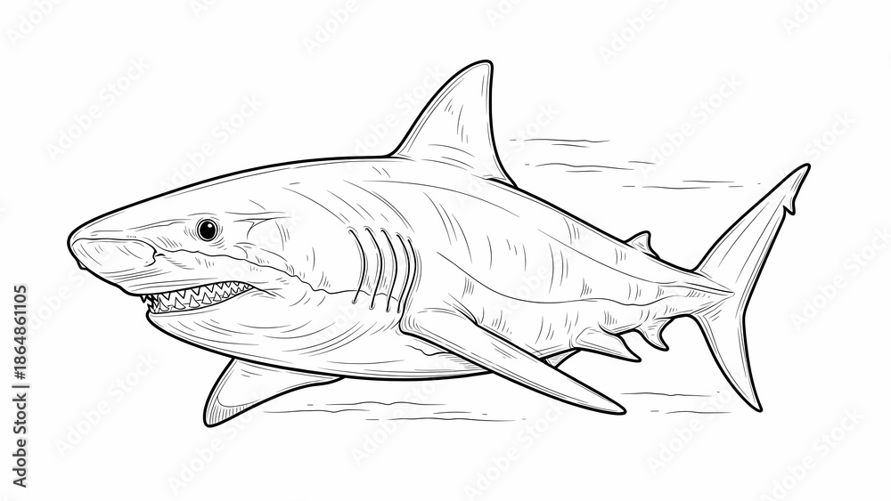 Fototapeta premium shark isolated on white background