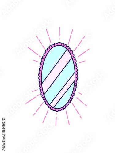jiggle and pause animation of a traditional tattoo style shining mirror