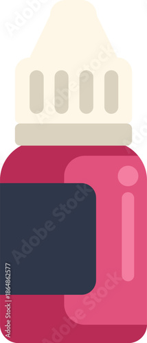 Small bottle containing pink e liquid for vaping, with blank label for adding your own design