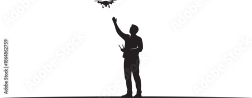 Man operating drone in open field technology and leisure