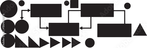 Flowchart diagram with black shapes and arrows on white background