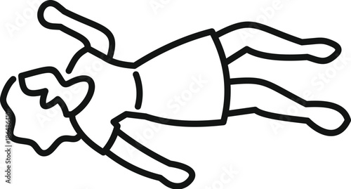 Outline of a woman lying on the ground, suggesting an accident, crime scene or drowning