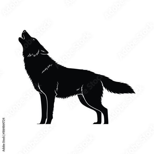 Black silhouette of a wolf howling at the moon page