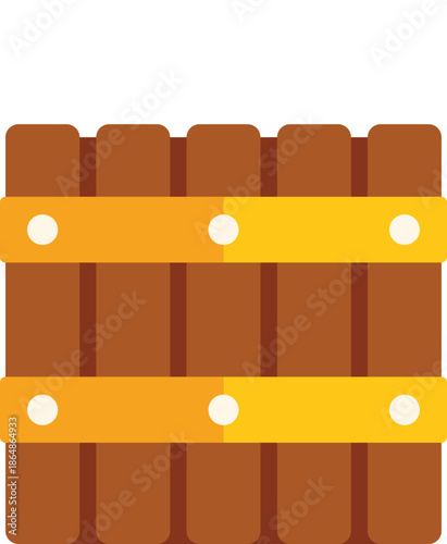 Simple icon of a wooden bucket with metal rings, used for storing goods on the farm