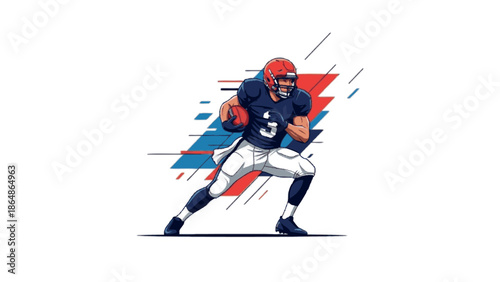 Dynamic illustration of an American football player in action, showcasing athleticism and the sport's intensity