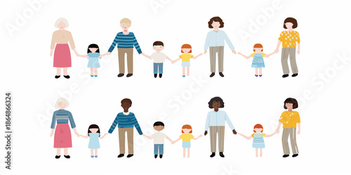 Wallpaper Mural Diverse group of people including children and seniors holding hands together Torontodigital.ca