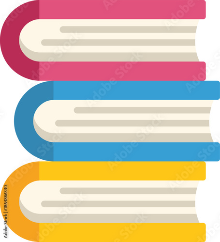 Colorful books stacked, creating a visual representation of learning and knowledge
