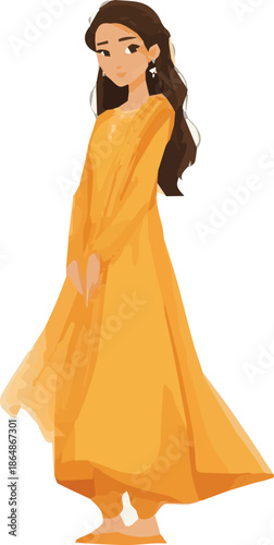 Create a kinds of deferent modern girl Eid fashion dress vector art with white background.