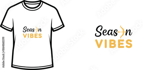 Typography t-shirt design with "Seas n Vibes" lettering; T-shirt themed artwork. isolated on white background