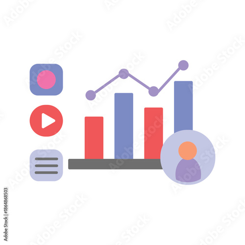 Social growth flat icon for increasing followers, engagement, and online reach. Clean flat design ideal for analytics dashboards, apps, UI, and digital marketing platforms.