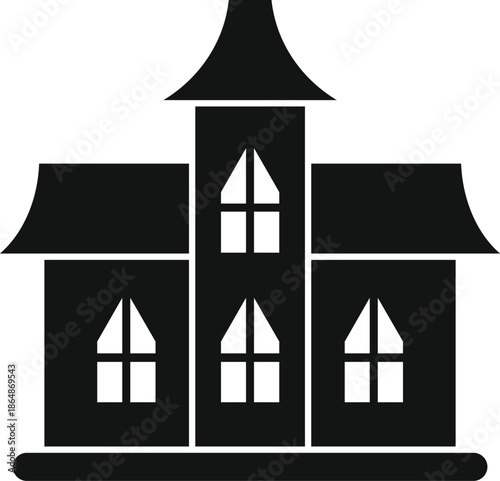 Haunted house icon creating a spooky and mysterious halloween atmosphere
