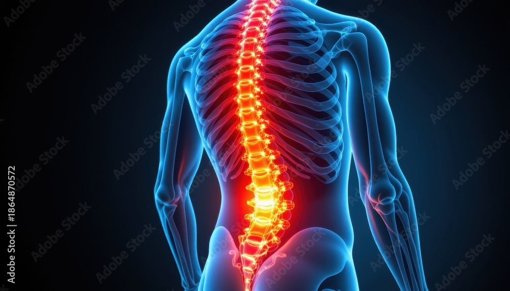 custom made wallpaper toronto digitalHuman Spine Anatomy Illustration with Glowing Elements Displaying Vertebrae and Nervous System Connection