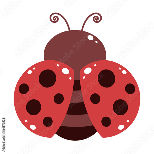 Cute Red Ladybug Flat Cartoon Illustration 