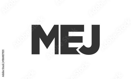 MEJ logo design template with strong and modern bold text. Initial based vector logotype featuring simple and minimal typography. Trendy company identity.
