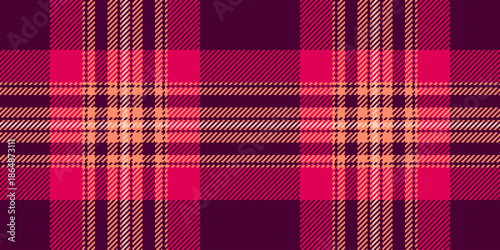 Vertical vector tartan fabric, colour seamless pattern textile. Book plaid background texture check in dark and pink colors.