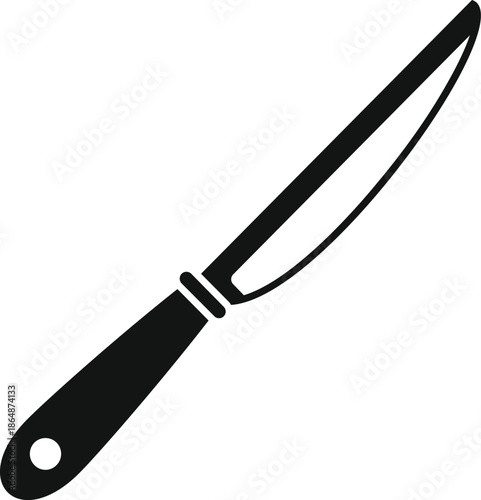 Paring knife silhouette graphic icon representing a sharp kitchen utensil