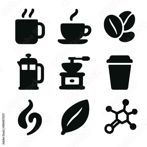 Collection of coffee supplies and graphics viewed against PageBackground
