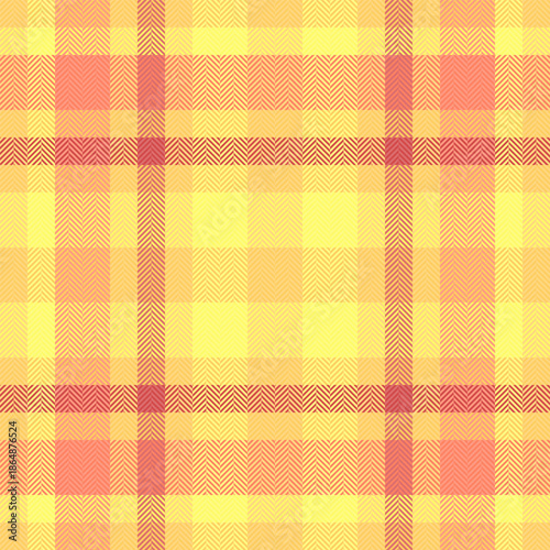 Rest texture check tartan, attire seamless background fabric. Geometric vector pattern textile plaid in amber and red colors.