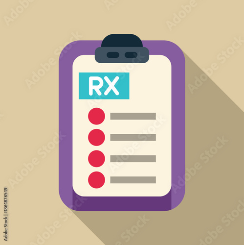 Medical prescription form with rx symbol and checklist on a clipboard