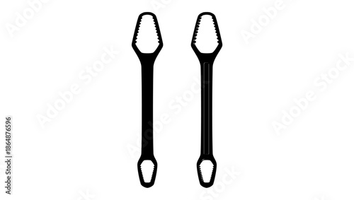 A Versatile  Metal Ratchet Wrench, black isolated silhouette