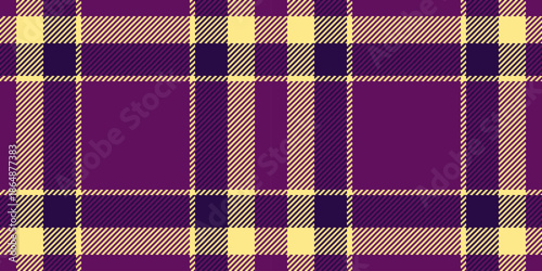 List check seamless textile, eps fabric background pattern. Rustic vector texture tartan plaid in magenta and light goldenrod colors.