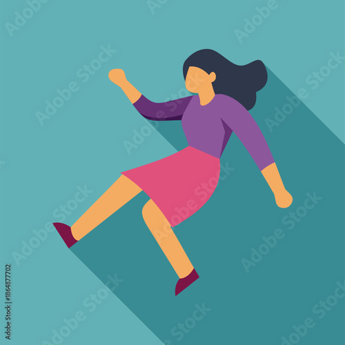 Woman levitating, feeling free and achieving success in a flat design illustration