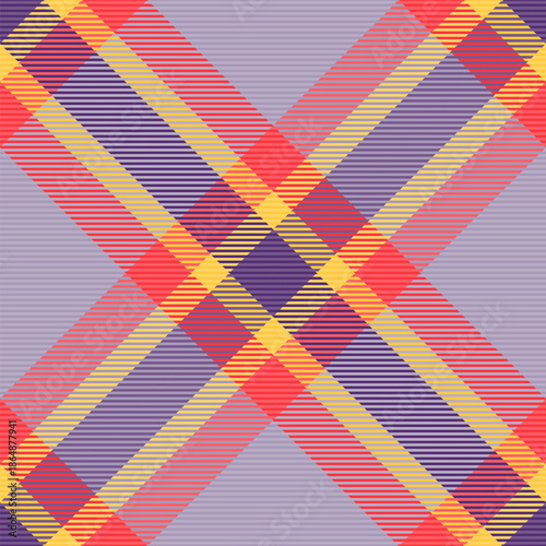 Feminine textile tartan seamless, british background pattern vector. Youth fabric check plaid texture in pastel and red colors.