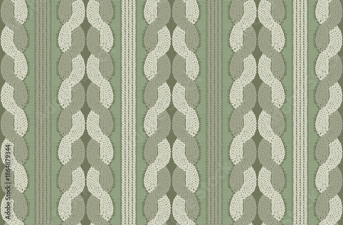 ケーブルニット　リブ　アランニット　縄編み　ツインケーブル