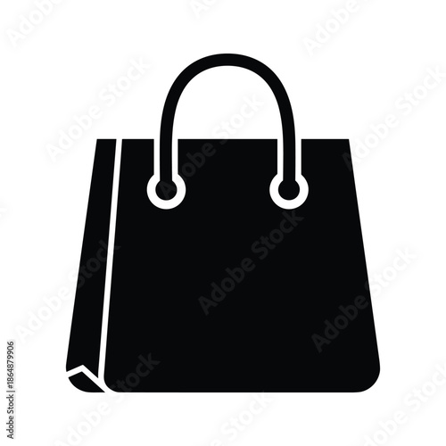 Simple black handbag icon on white background