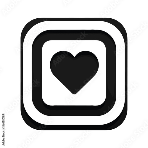 Black heart icon in square shape