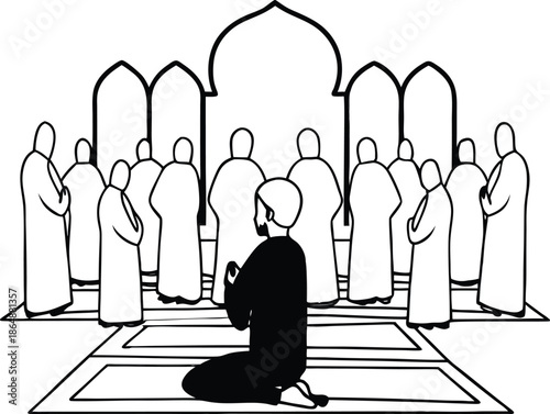 Islamic Woman Silhouette Sitting Prayer Pose