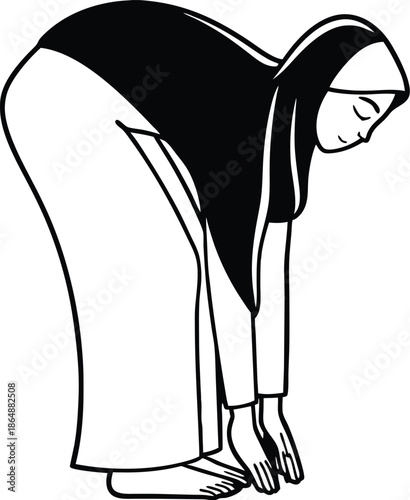 Muslim Woman Silhouette Bowing Ruku Pose