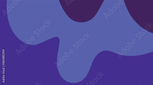 Vector illustration of a blue sea design featuring abstract waves and fish silhouettes with star icons and black art shapes