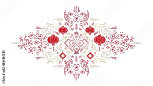 Red Lanterns Chinese New Year Ornament.