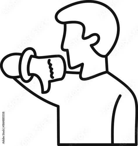 Person speaking into a microphone, representing communication and media