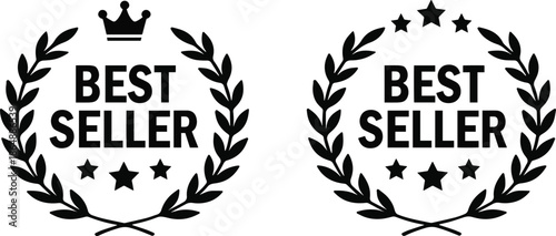 set of best seller stickers, badges, on transparent background