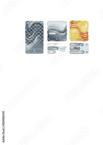 Texture Check UI Silhouette for Liquid Glass and Waxy Digital Interface 2026 Tech Trends and Tactile Haptic Feedback Design Concept Vector